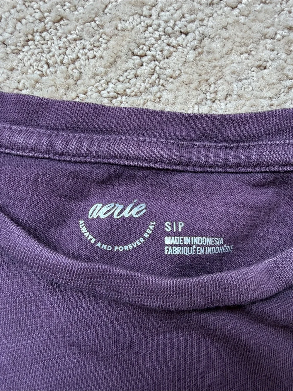aerie Deep Purple Short Sleeve Top & Matching Pants Set